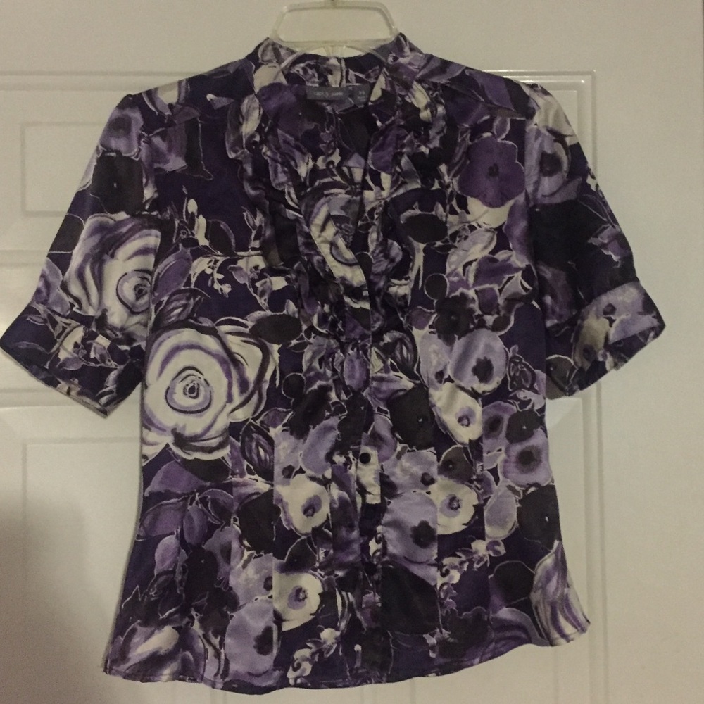 Ruffled Purple Floral Blouse